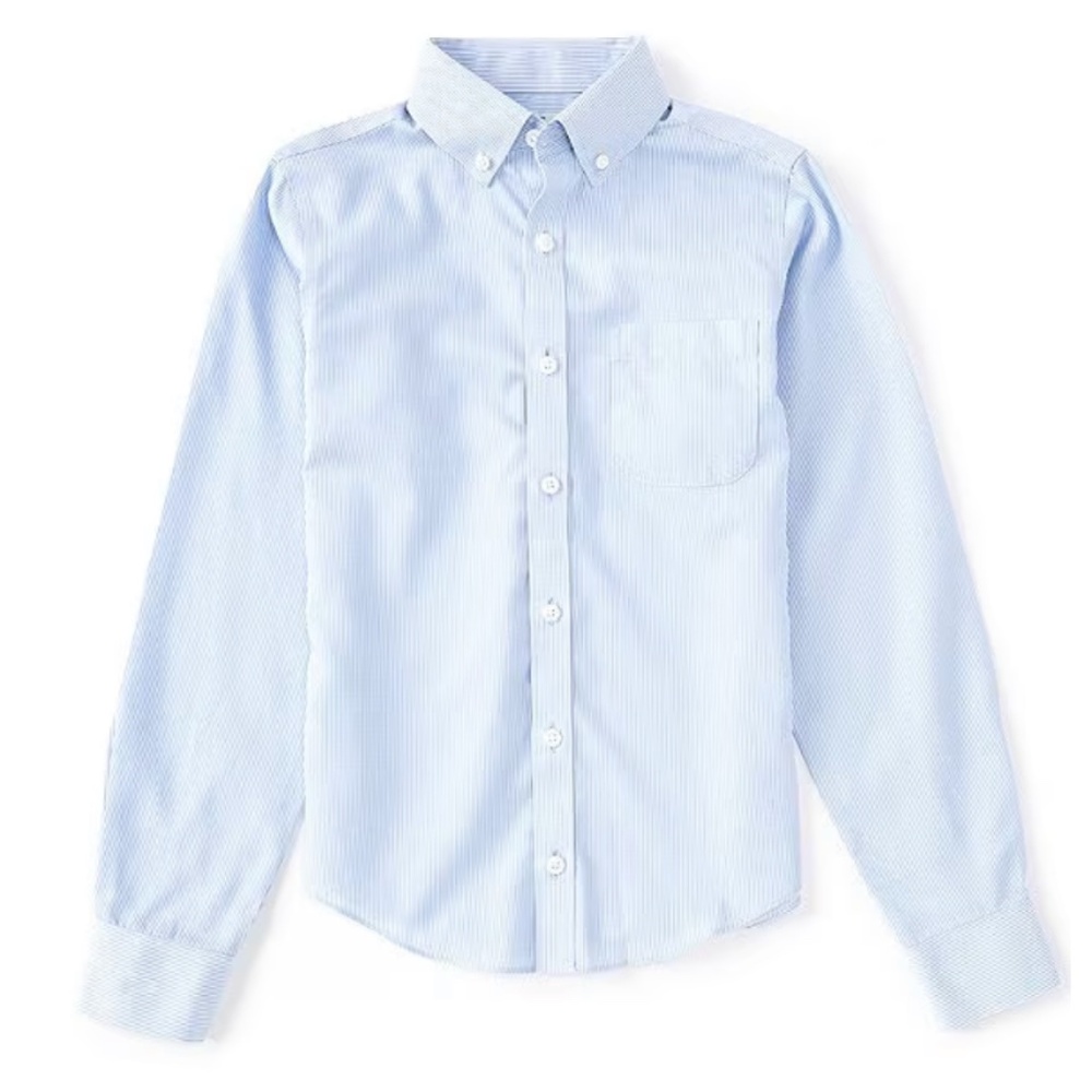 NWOT Class Club Non-Iron Micro Stripe Button-Front Shirt blue size 14-16